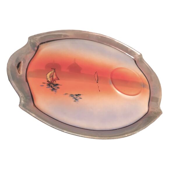 Vintage TT Takito Lustreware Plates Made in Japan Hand Painted Stamped set of 4 - Picture 6 of 9